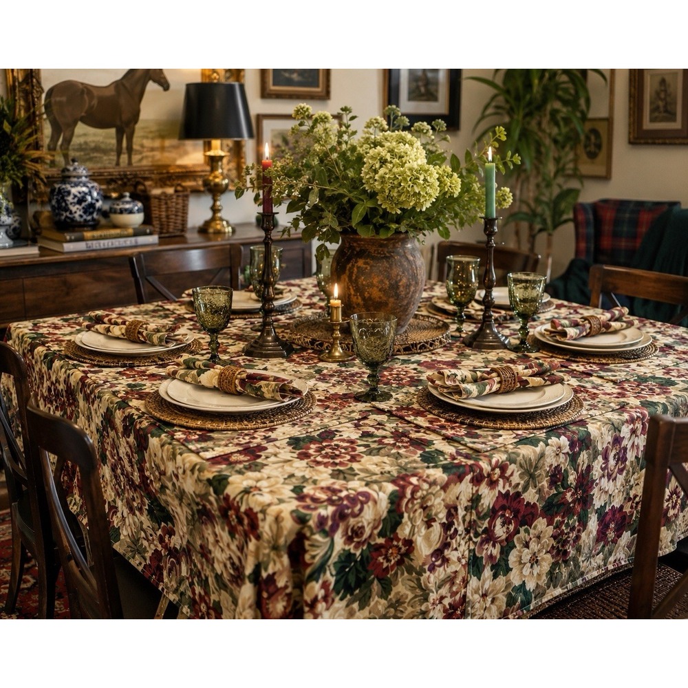 Vintage LRL Ralph Lauren Cliffwoods Tablecloth Napkins Placemats Floral Fruit